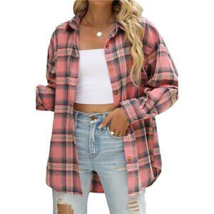 Womens Button Down Flannel Shirts Long Sleeve Plaid Shackets Business